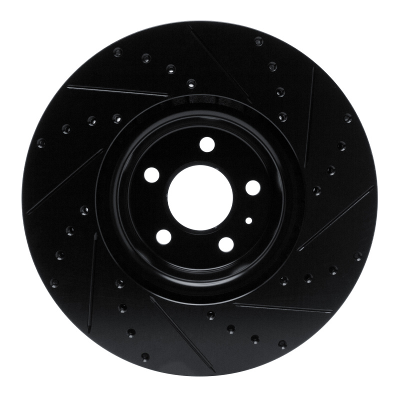 Audi S5 Sportback Brake Rotor (1) - Front Left - R1 Concepts - Drilled & Slotted - Black - `18-`25